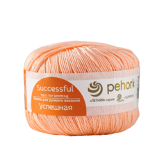 Пряжа Успешная 100%мерсеризованный хлопок 220м/50гр (18-Персик) Пехорка