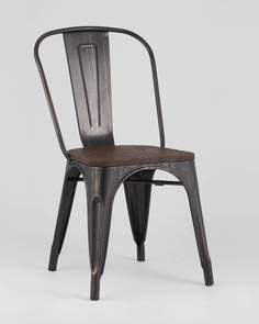 Стул Stool Group Tolix WOOD черный патина золото
