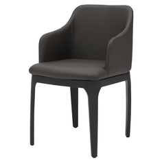 Стул StoreForHome Lagom серая экокожа с подлокотниками A-7214B-GREYPU-BLACK