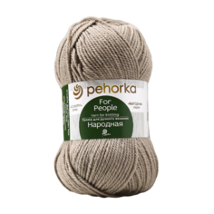 Пряжа Народная 30% шерсть 70% акрил объёмный 220м/100гр (43-Суровый лен) Пехорка
