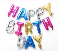 Гирлянда из фольгированных воздушных шаров в виде надписи Happy Birthday разноцветные Cosy