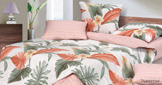Комплект постельного белья Ecotex Гармоника Евро с резинкой 180 Пуансеттия