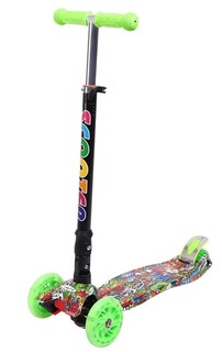 Детский самокат Market toys lab светящийся складной городской салатовый