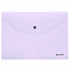 Папка-конверт с кнопкой BRAUBERG "Pastel" А4 до 100 л непрозрачная цвет лиловый 0,18