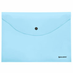 Папка-конверт с кнопкой BRAUBERG "Pastel" А4 до 100 л непрозрачная цвет аквамарин 0,1