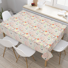 Скатерть прямоугольная JoyArty "Винтаж японской кухни" из оксфорда, 180x145 см