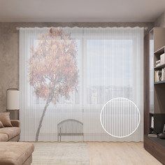 Тюль вуаль на шторной ленте с принтом JoyArty "Одинокое дерево" 310х265 см