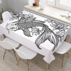 Скатерть прямоугольная JoyArty "Японский кои" из оксфорда, 120x145 см