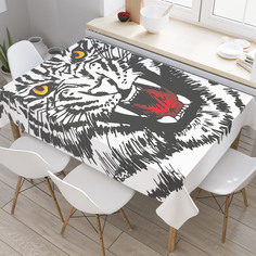 Скатерть прямоугольная JoyArty "Тигриный оскал" из оксфорда, 120x145 см