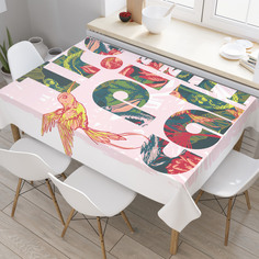 Скатерть прямоугольная JoyArty "Тропическая жизнь" из оксфорда, 120x145 см