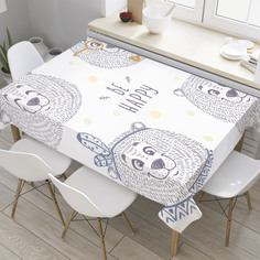 Скатерть прямоугольная JoyArty "Счастливые медведи" из оксфорда, 120x145 см