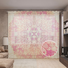 Тюль вуаль на шторной ленте с принтом JoyArty "Кружево дудл", 310х265 см