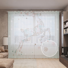 Тюль вуаль на шторной ленте с принтом JoyArty "Дикий олень", 310х265 см