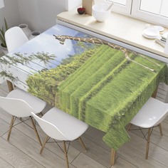 Скатерть прямоугольная JoyArty "Жираф на рисовом поле" из оксфорда, 120x145 см