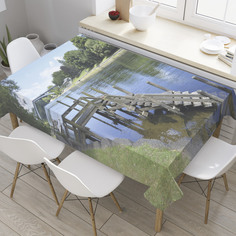 Скатерть прямоугольная JoyArty "Мостик для купания" из оксфорда, 120x145 см