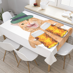 Скатерть прямоугольная JoyArty "Пивной кот" из оксфорда, 120x145 см