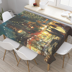 Скатерть прямоугольная JoyArty "Жизнь ночного города" из оксфорда, 120x145 см