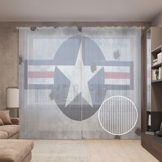 Тюль вуаль на шторной ленте с принтом JoyArty "Звездная символика", 310х265 см