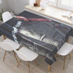 Скатерть прямоугольная JoyArty "Жуткая девочка с топором" из оксфорда, 120x145 см