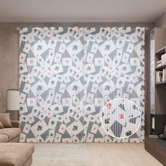 Тюль вуаль на шторной ленте с принтом JoyArty "Азартные карты", 310х265 см