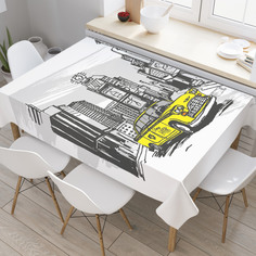 Скатерть прямоугольная JoyArty "Желтая машина" из оксфорда, 120x145 см