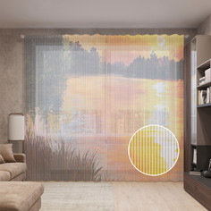 Тюль вуаль на шторной ленте с принтом JoyArty "Божественная река", 310х265 см