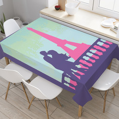 Скатерть прямоугольная JoyArty "Поцелуй в Париже" из оксфорда, 120x145 см