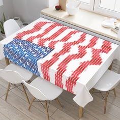 Скатерть прямоугольная JoyArty "Пиксельный флаг Америки" из оксфорда, 120x145 см