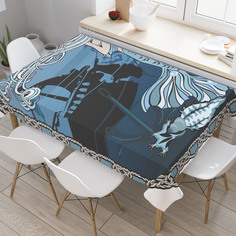 Скатерть прямоугольная JoyArty "Русалка у корабля" из оксфорда, 120x145 см