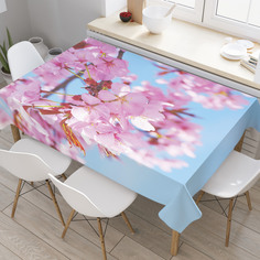 Скатерть прямоугольная JoyArty "Ветвь японской вишни" из оксфорда, 120x145 см