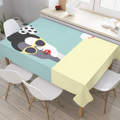 Скатерть прямоугольная JoyArty "Девушка за шторкой" из оксфорда, 180x145 см