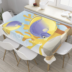 Скатерть прямоугольная JoyArty "Рыбы возле кораллов" из оксфорда, 120x145 см