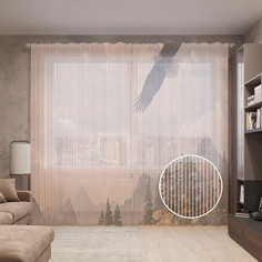 Тюль вуаль на шторной ленте с принтом JoyArty "Орлан парит", 310х265 см