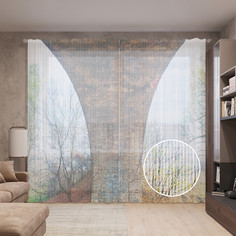 Тюль вуаль на шторной ленте с принтом JoyArty "Арка на холме" 310х265 см