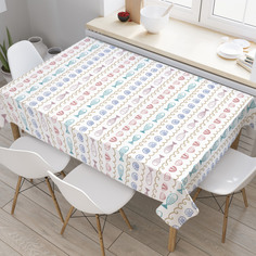 Скатерть прямоугольная JoyArty "Орнамент из рыбок" из оксфорда, 120x145 см