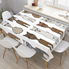 Скатерть прямоугольная JoyArty "Модные ламы" из оксфорда, 120x145 см