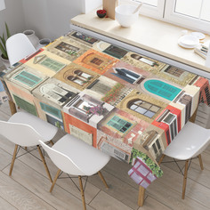 Скатерть прямоугольная JoyArty "Окна в разных городах" из оксфорда, 120x145 см