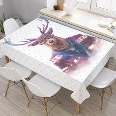 Скатерть прямоугольная JoyArty "Олень в свитере" из оксфорда, 120x145 см