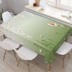 Скатерть прямоугольная JoyArty "Сакура над карпом" из оксфорда, 120x145 см