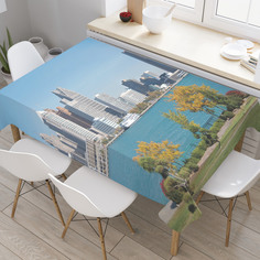 Скатерть прямоугольная JoyArty "Детройт на другом берегу" из оксфорда, 120x145 см