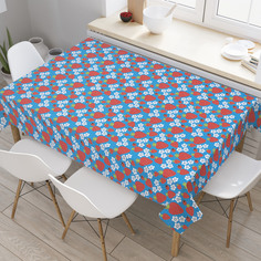 Скатерть прямоугольная JoyArty "Божьи коровки в клубнике" из оксфорда, 180x145 см