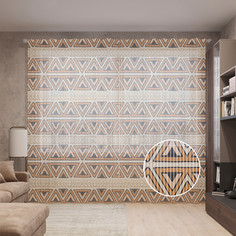 Тюль вуаль на шторной ленте с принтом JoyArty "Греческий орнамент", 310х265 см