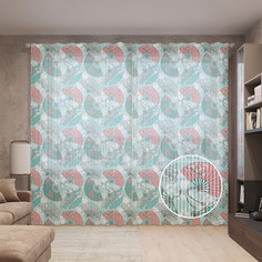 Тюль вуаль на шторной ленте с принтом JoyArty "Японский веер", 310х265 см