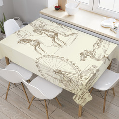 Скатерть прямоугольная JoyArty "Ретро карусели" из оксфорда, 180x145 см