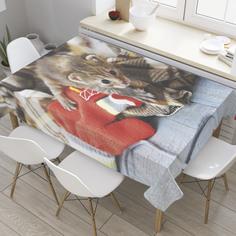 Скатерть прямоугольная JoyArty "Любопытный котенок" из оксфорда, 120x145 см