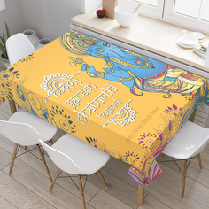 Скатерть прямоугольная JoyArty "Счастливый Ганеша" из оксфорда, 120x145 см