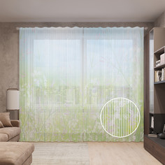 Тюль вуаль на шторной ленте с принтом JoyArty "Густая цветочная долина", 310х265 см