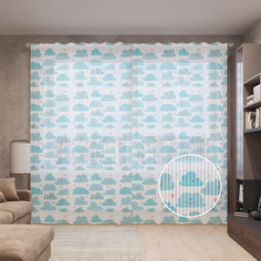 Тюль вуаль на шторной ленте с принтом JoyArty "Романтические облака", 310х265 см