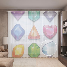 Тюль вуаль на шторной ленте с принтом JoyArty "Роскошные диаманты", 310х265 см