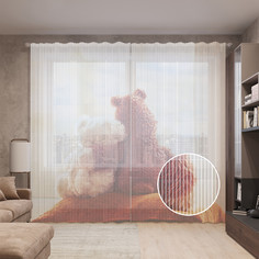 Тюль вуаль на шторной ленте с принтом JoyArty "Теплые объятия", 310х265 см